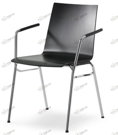 Wiesner-Hager Штабелируемое кресло для конференций из искусственной древесины с подлокотниками Update 6353