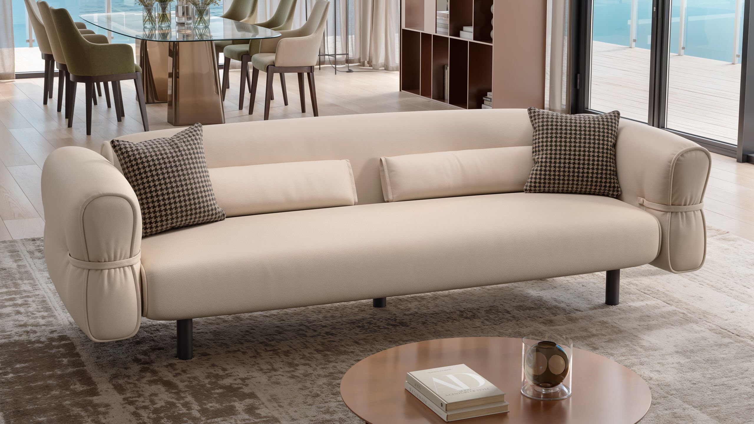 Кожаный линейный диван Sofanella Briano ARCH-00135190 - Вид №4