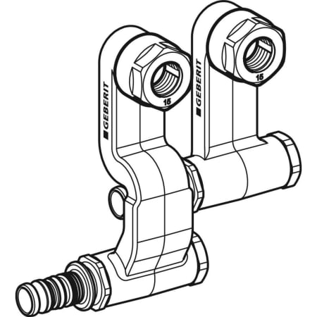 611.363.22.7 Комплект концевых элементов Geberit Mepla для подключения к подающему и обратному трубопроводу, с резьбовым соединением с цанговым кольцом под евроконус Geberit  - Вид №4