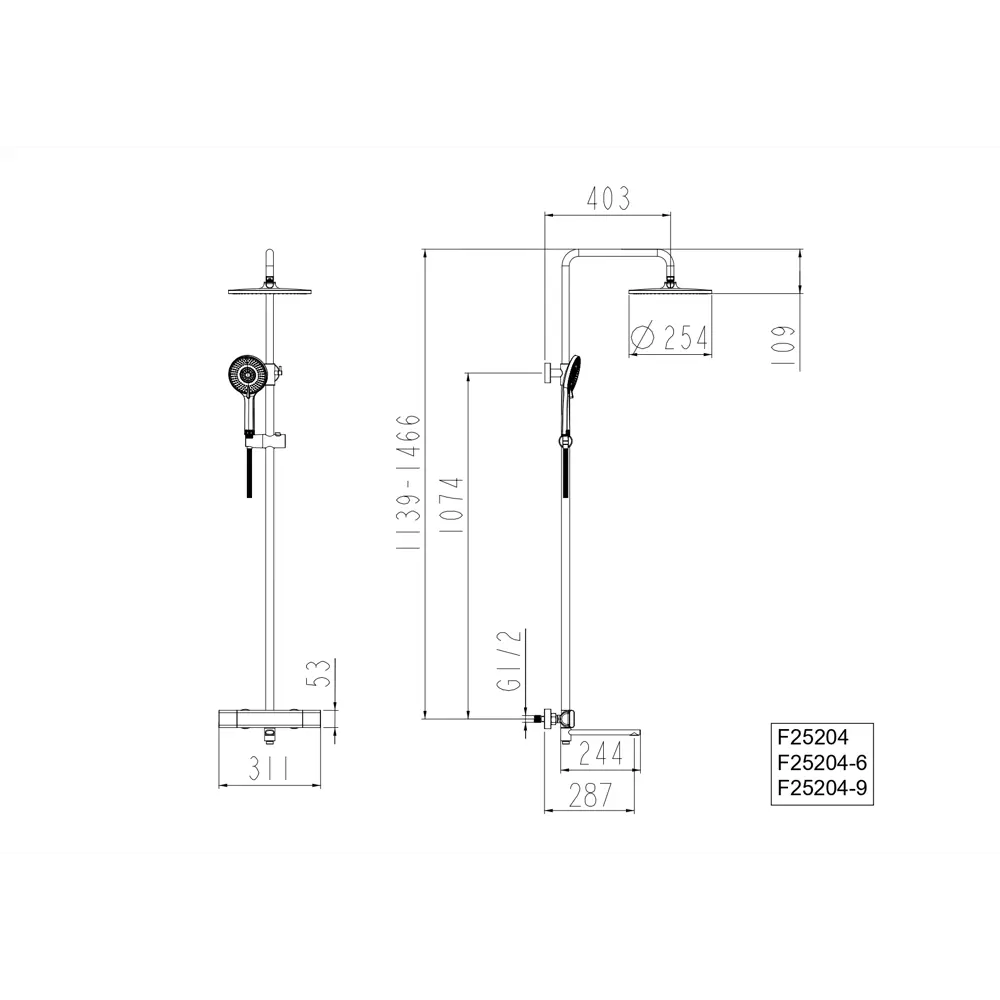 Душевая система Frap Arne со термостатом 3 режима цвет графит 89444842 STLM-2148335  - Вид №9