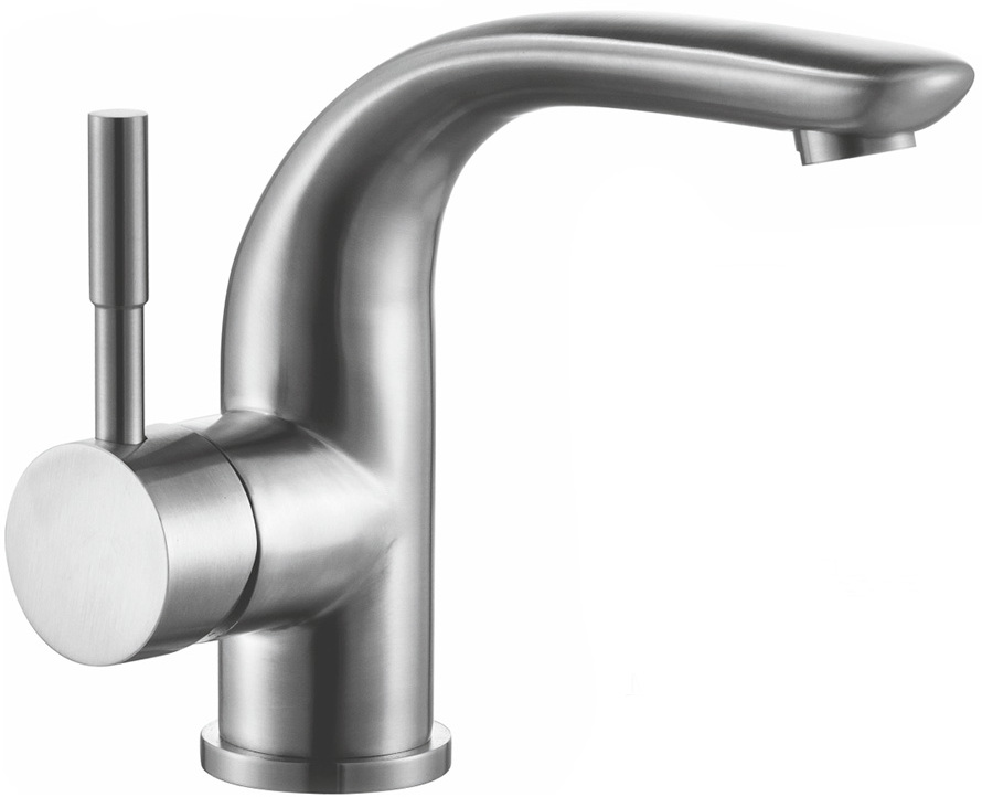 Смеситель д/ум MELANA-F6105 нерж.сталь, однорычажный, сатин, литой излив