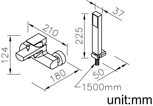 JUSTIME Настенный смеситель для ванны / душа с ручным душем Arch 6790-94-81cp - Вид №1