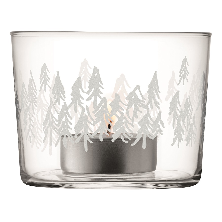 Подсвечник стеклянный с белым принтом 4 штуки "Ели" Fir LSA INTERNATIONAL  253443 Прозрачный  - Вид №3