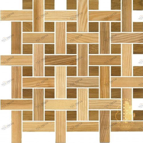 Мозаика и 3D панели из дерева Tarsi Плетёнка 2d502 Дуб Селект (Гладкая) 351х351 мм 1401100031