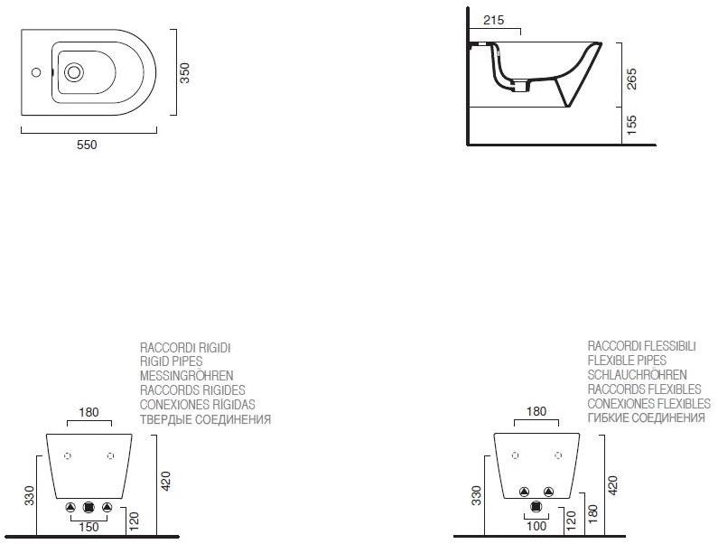 1bs55nrno Биде подвесное Gold & silver CERAMICA CATALANO - Вид №3
