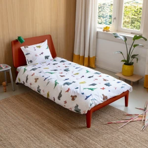 Детское постельное белье односпальное "Бумажный зоопарк" 150х200 см SNURK  335466 Разноцветный;белый