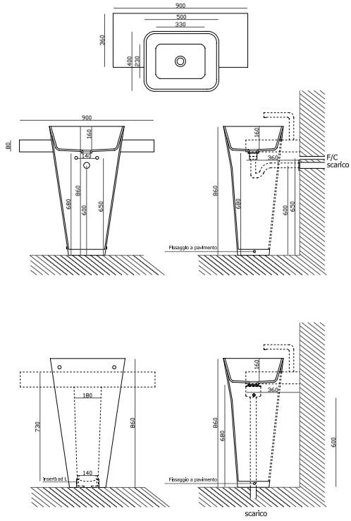 5404 Напольная раковина стоящая овальная Galassia MEG11 - Вид №5