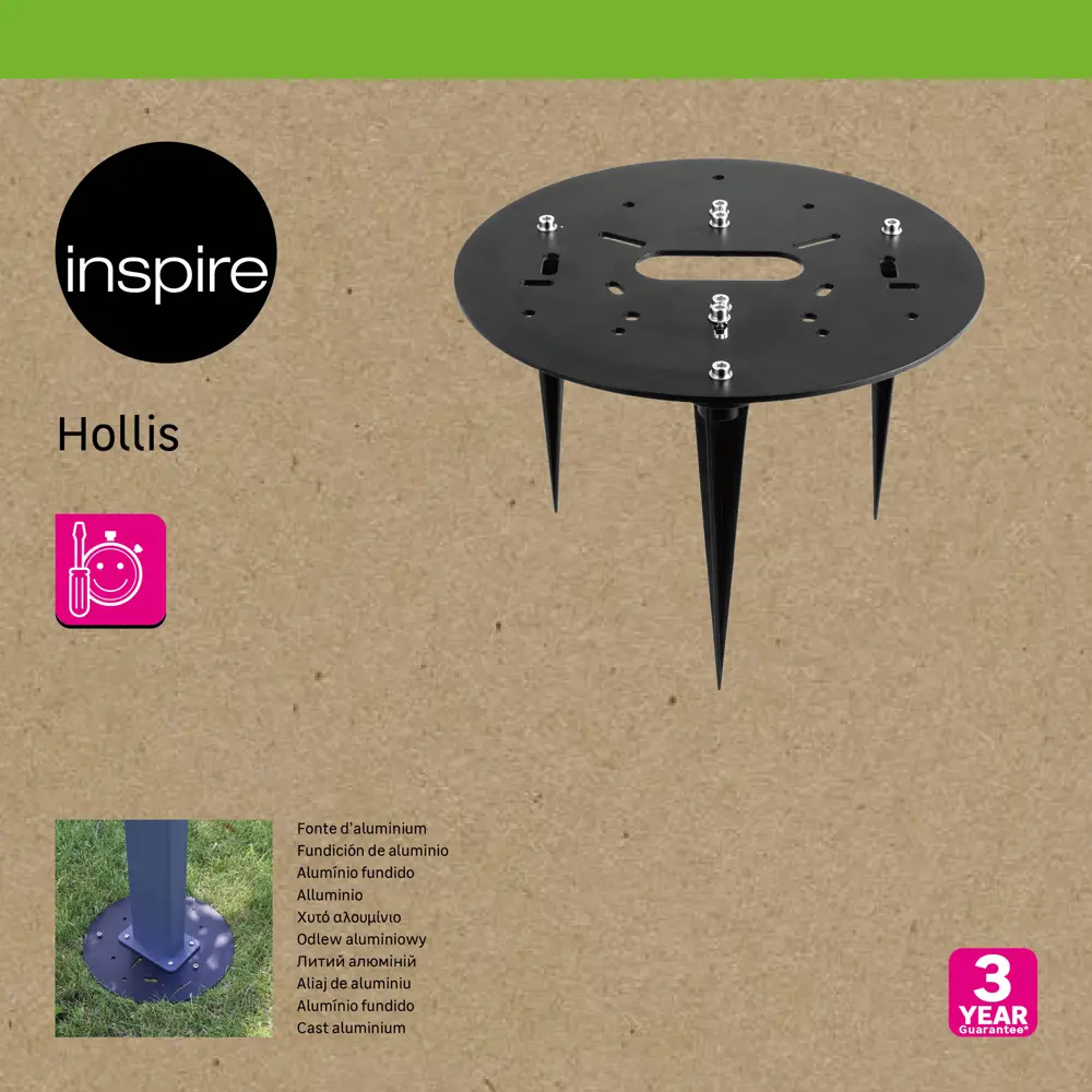 Основа для столба универсальная Inspire "Hollis" алюминиевая 25 см цвет серый STLM-2112014 - Вид №2