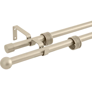 Карниз двухрядный раздвижной d19/16 мм шар 160-320 см цвет сталь