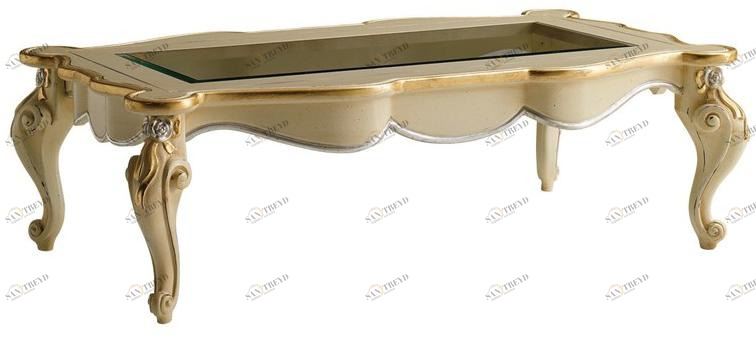 VOLPI Прямоугольный журнальный столик из дерева и стекла Night & day 1216