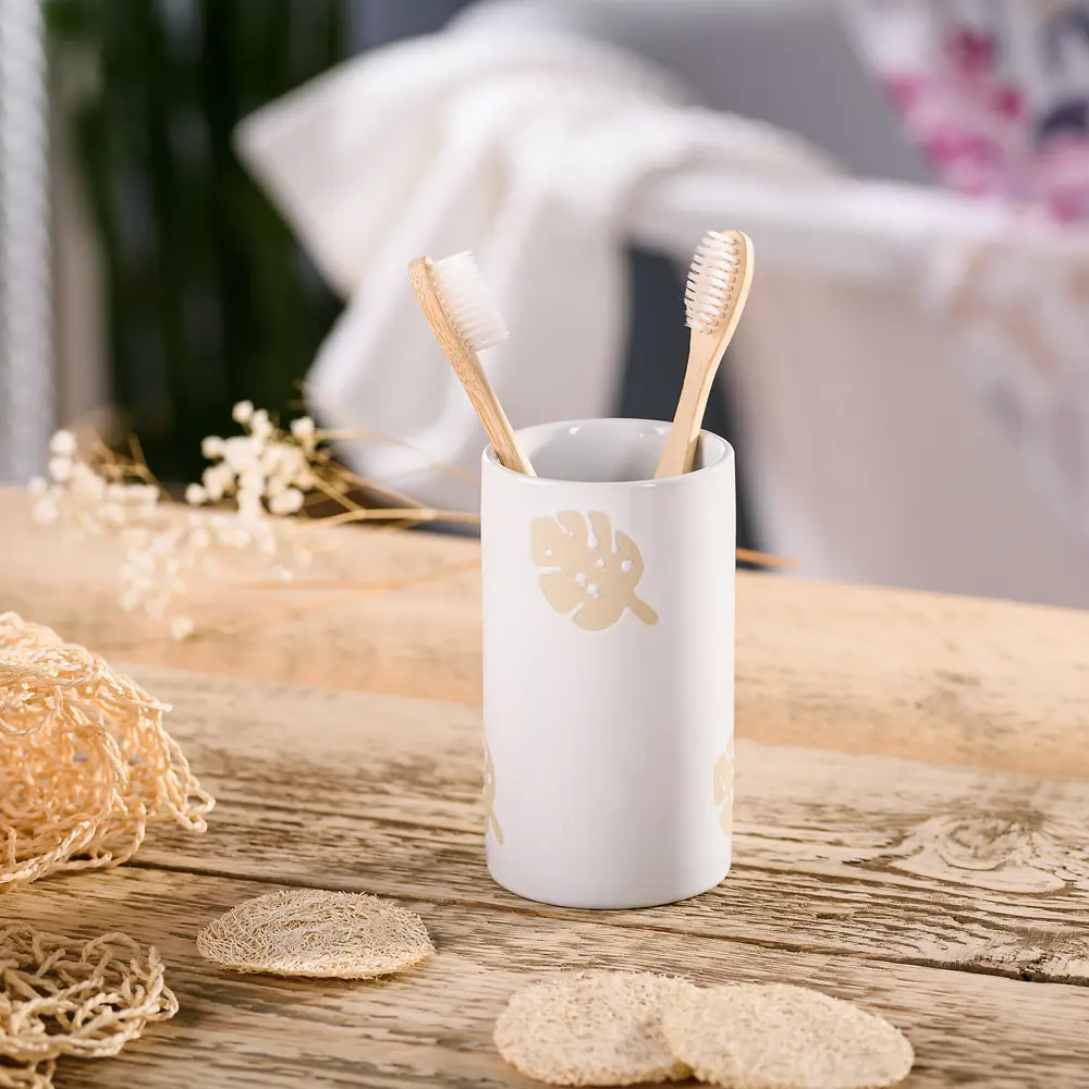 Стакан для зубных щёток Lopo керамика цвет бежевый VERRAN STLM-2026599 - Вид №4