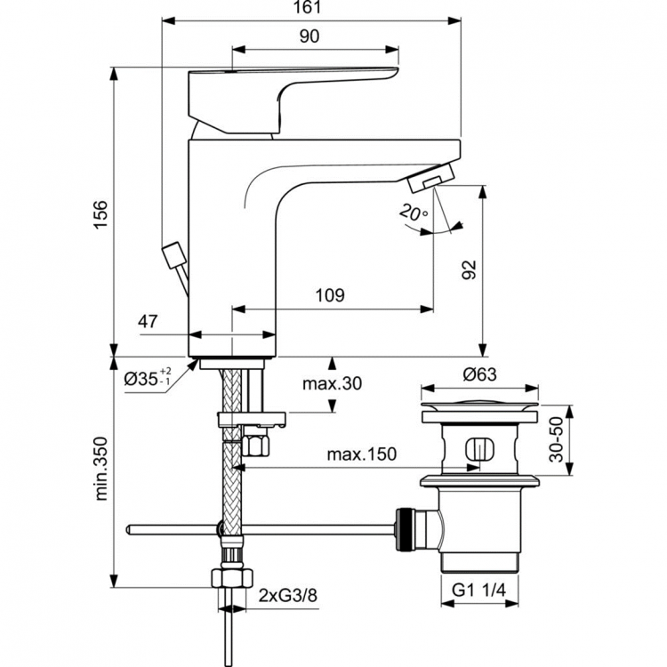 BC560AA Смеситель для раковины Ideal Standard CERAPLAN III SLIM  - Вид №5