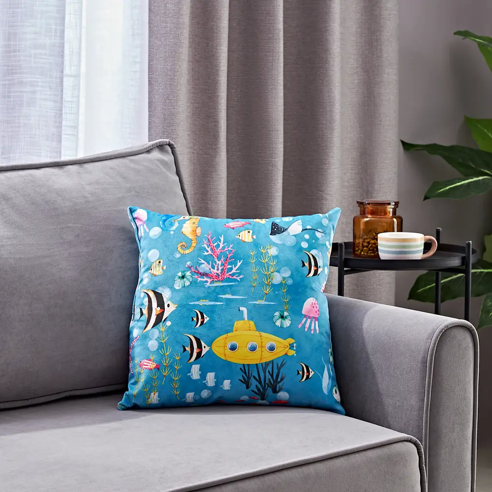 Декоративная подушка Seasons Рыбы 40x40 см цвет голубой 87965021 STLM-2112350  - Вид №3
