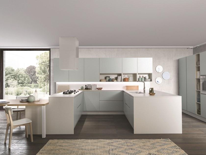 Febal Casa Лакированная встроенная кухня с полуостровом sun-id-1384949 - Вид №3