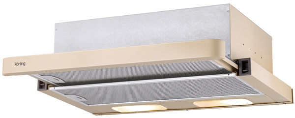 KHP 6211 B Встраиваемые вытяжки / встраиваемая с выдвижным экраном, 60 см, 290 м3/ч, механическое управление, 3 режима, бежевая Korting Santreyd 