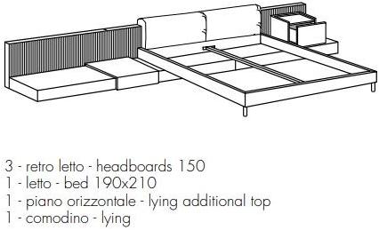 Meridiani Мягкая модульная текстильная кровать с задним сиденьем Cliff sun-id-1362068 - Вид №7