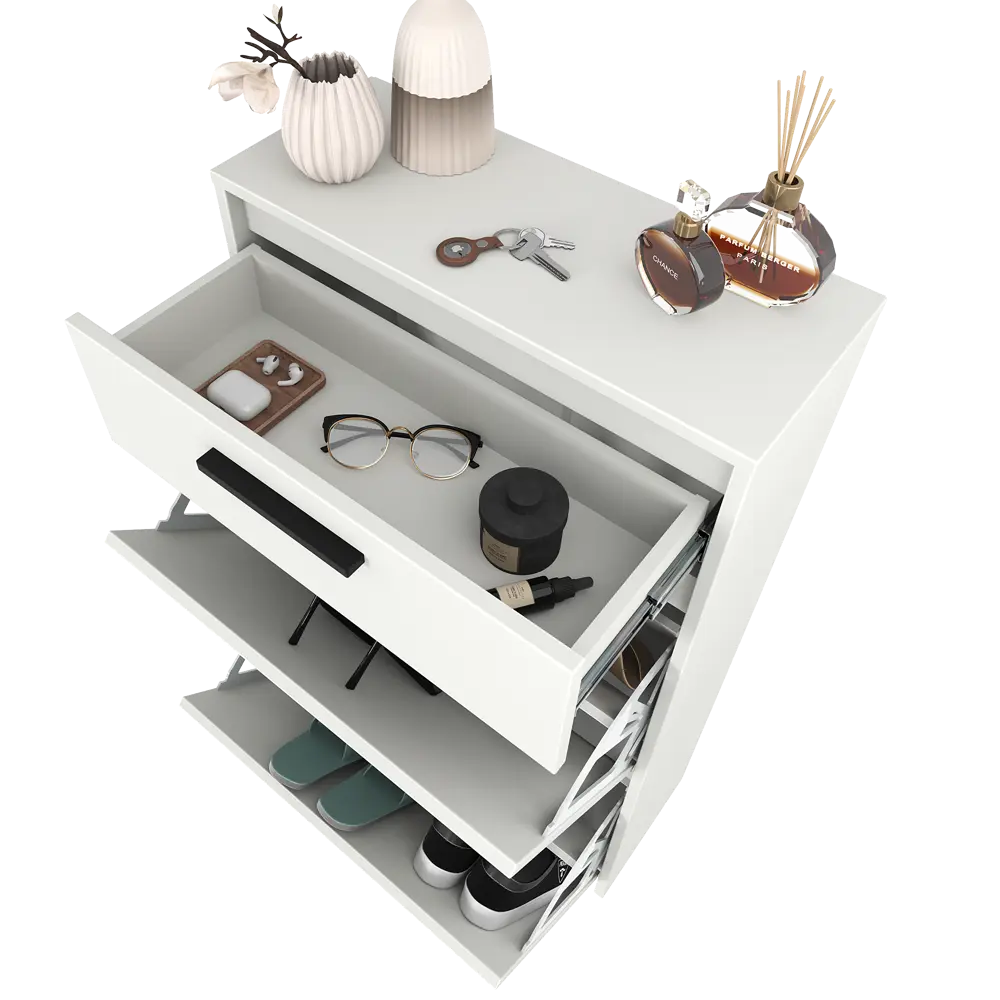 Шкаф для обуви Лион 60x103.9x24 см 2 ящика ЛДСП цвет белый Santreyd STLM-2208321 - Вид №14