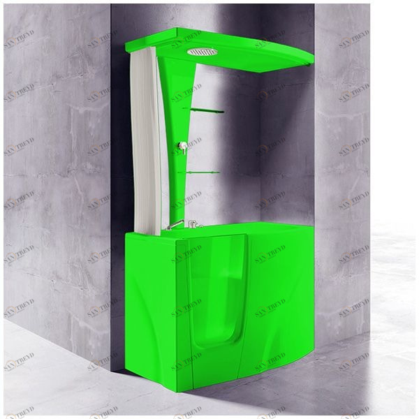 Ванна с кабиной GRUPPO TREESSE GEN-Y TOP STD-V3417|B3411-DX зеленая угловая сидячая с дверью правосторонняя STDV3417B3411DXZE