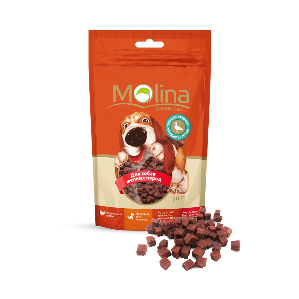 ПР0058723 Лакомство для собак для мелких пород Утиные кусочки 50г Molina 