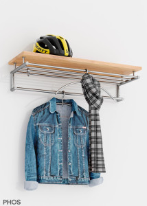 G18-700-Eiche Навесной шкаф g18 с 5 платяными штангами и деревянной полкой из массива дуба - ширина 75 см PHOS