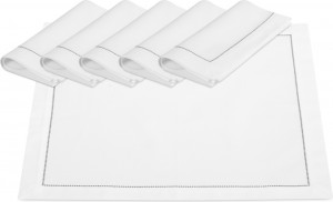 10645794 Weissfee Набор салфеток Weissfee "Жемчужина" 45х45см, 6шт, (белый с серебрист.вышив.) Хлопок