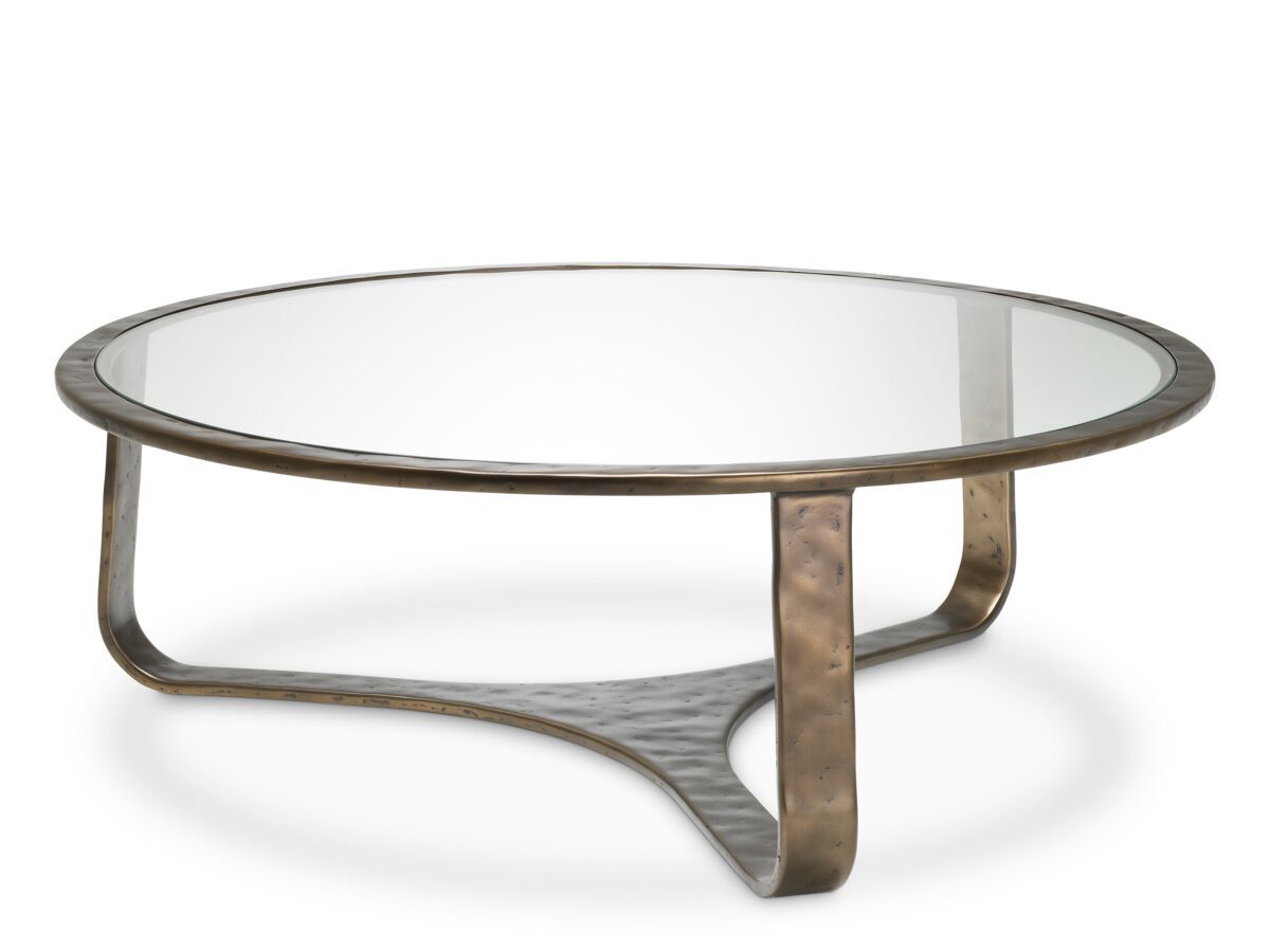 Круглый стеклянный и металлический журнальный столик Eichholtz Cambronne ARCH-00062699
