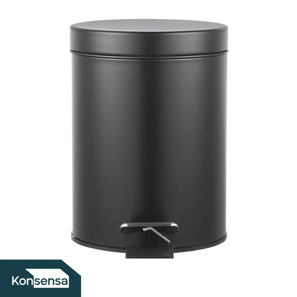 Контейнер для мусора для ванной KONSENSA Терни 3 л сталь цвет черный STLM-2173914 - Вид №1