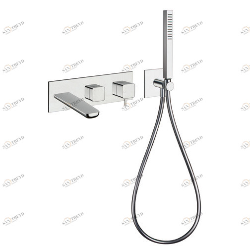 CRIKG103 Внешние части смесителя для ванны / душа для CRICS100 (правая сторона) - CRICS101 (левая сторона) с переключателем на 3 выхода, ручным душем из латуни с защитой от известкового налета, гибким шлангом LONG LIFE и металлической пластиной Cristina R CRISTINA Rubinetterie 