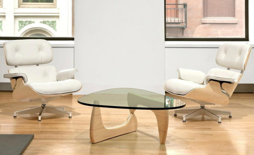 Журнальный столик стеклянный с основанием орех Isamu Noguchi Style Coffee Table SOHO DESIGN ISAMU NOGUCHI 131569 Орех;коричневый;прозрачный  - Вид №2