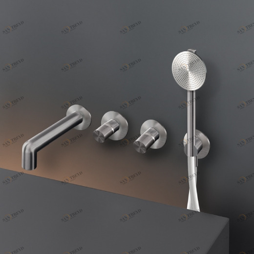 Настенный 2 смесители, установленные для ванной с носиком L. макс. 200 мм и круглые ручной душ диаметром 80 м т  CAR55H CEADESIGN 