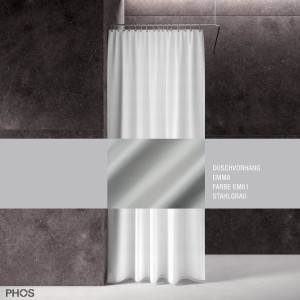 DV-EMMA200-180-EM61 Занавеска для душа emma стальной серый, длина 200 см, ширина 180 см. PHOS