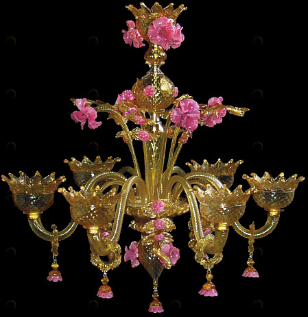 1118 ORIGINALMURANOGLASS Люстра Янтарная Роза - Ферро - муранское стекло OMG  см CLASSICO