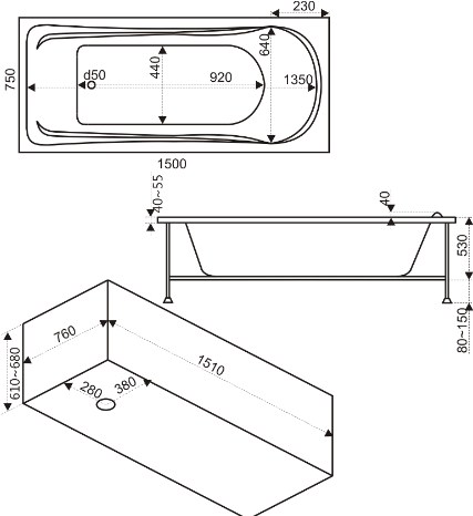 В 00006 Ванна Bas Бриз Santreyd - Вид №1