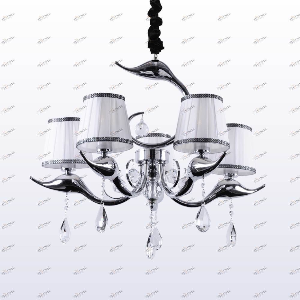 Люстра дизайнерская Ickle хром белая Flamingo SP-PL5 CRYSTAL LUX ДИЗАЙНЕРСКИЕ, FLAMINGO 056904 Белый 