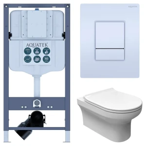 Комплект инсталляции Aquatek Pneumo N 49 с унитазом тип ободка закрытый Sensea Favori клавиша Aquatek Pnn-0000001 белая