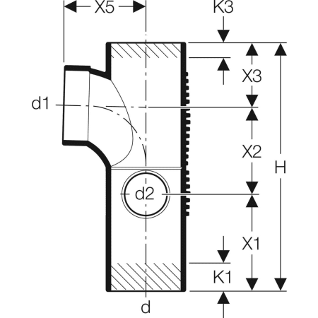 GEBERIT 308.815.14.1 Крестовина двухплоскостная комбинированная Geberit Silent-db20, 88,5°, правая  - Вид №3