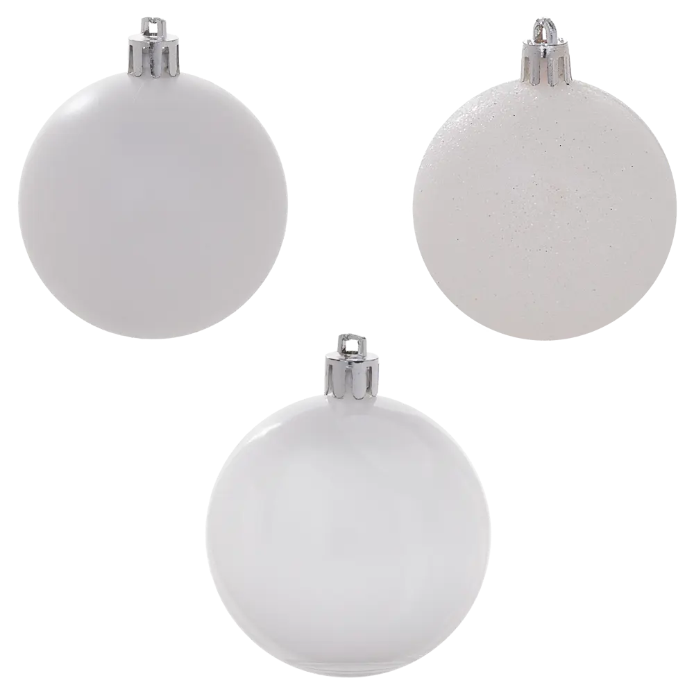 Набор елочных шаров KREAFORTA белые с блестками 18 шт, ø6 см 89420564 STLM-1580656 - Вид №3