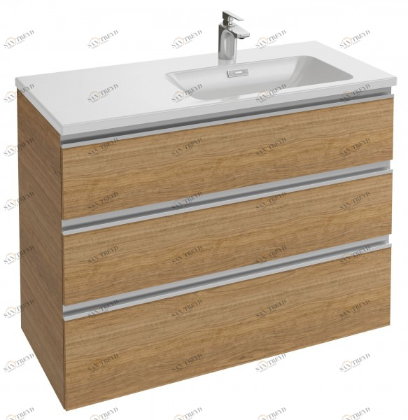 EB2046-RA-N18 Мебель под правостороннюю раковину-столешницу 100 см, 3 выдвижных ящика, встроенные ручки Jacobdelafon VOX Santreyd