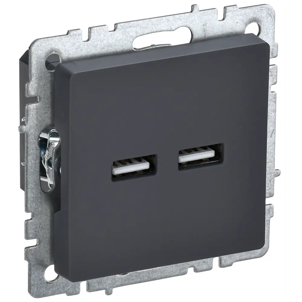 Розетка USB встраиваемая IEK Brite РЮ10-1-БрГ цвет графит 87761590 STLM-2057569