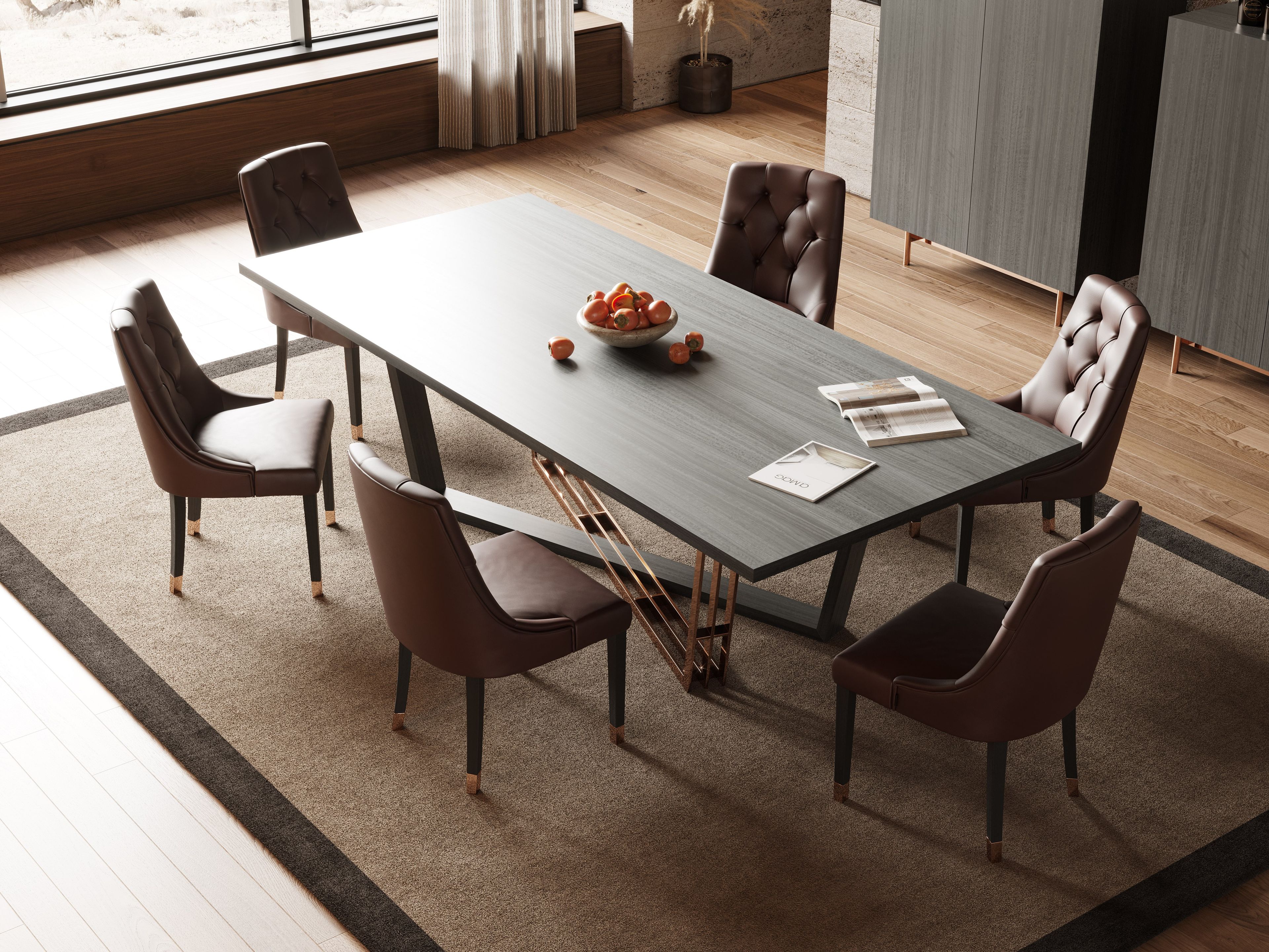 Прямоугольный обеденный стол из нержавеющей стали и дерева Laskasas ARCH-00094960 - Вид №3