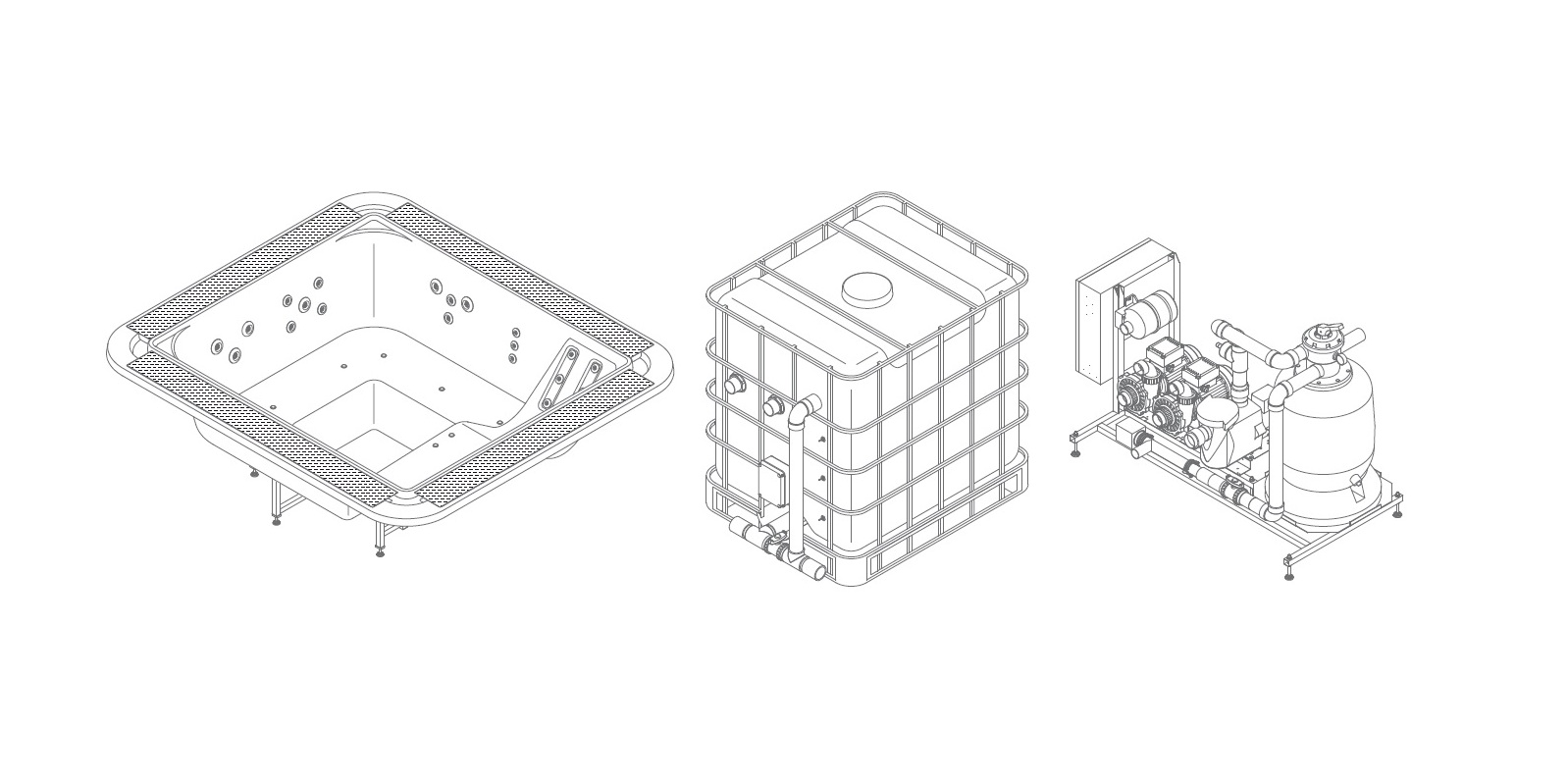 Домашний бассейн MySpa OF250/225 Glass1989 Overflow Spas SE00A1 - Вид №3