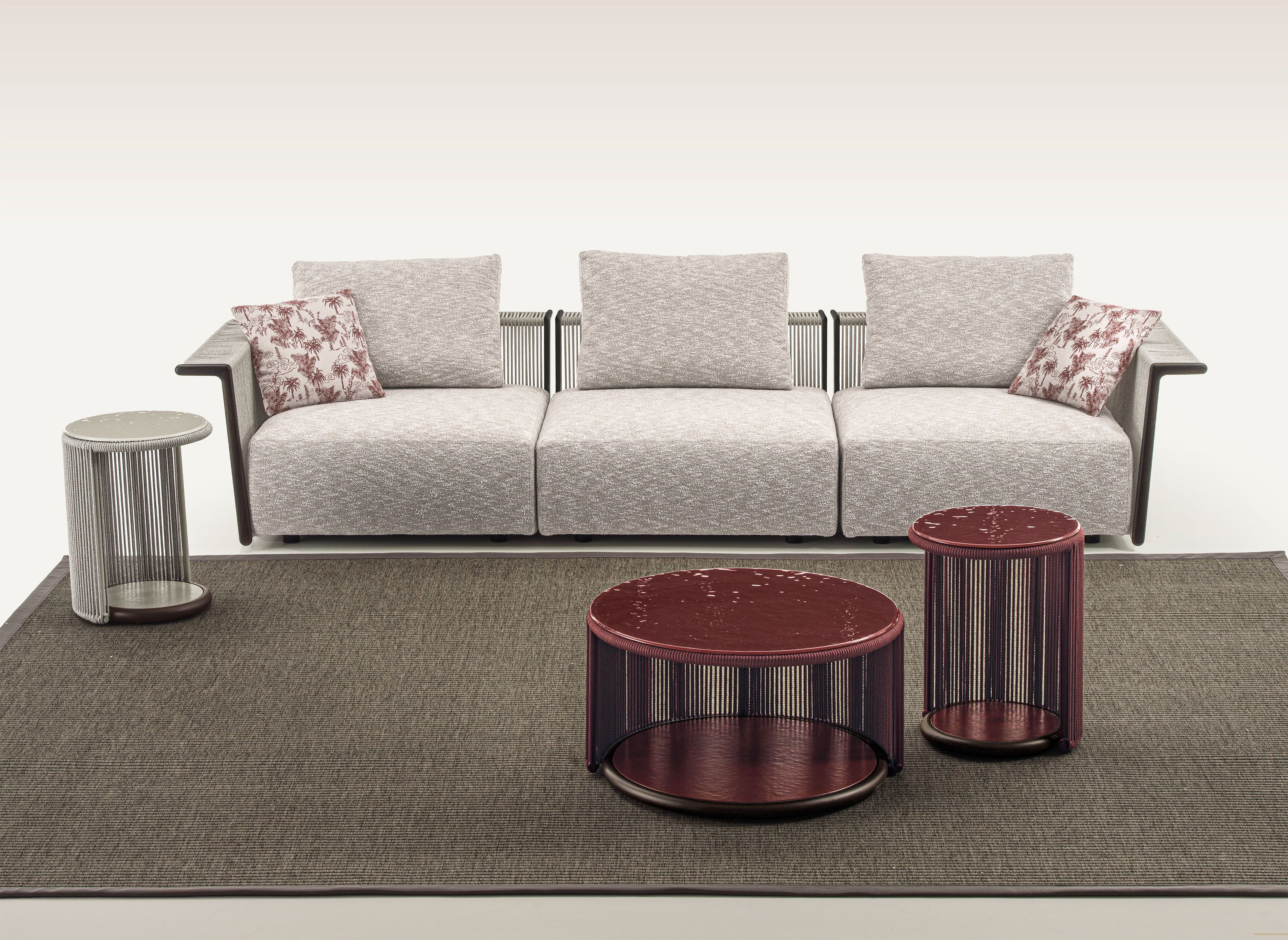 Стеклянный и тканевый круглый низкий садовый столик Longhi курорт ARCH-00010636 - Вид №1