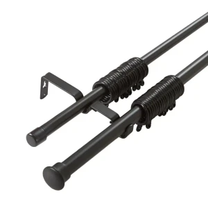 Карниз для штор раздвижной двухрядный КРДЗЧ-160-300 160-300 см железо цвет черный 89392039 STLM-2168338