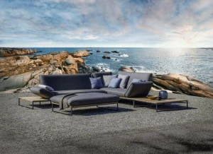 FISCHER MÖBEL Модульный угловой садовый диван на санках из ткани Flora