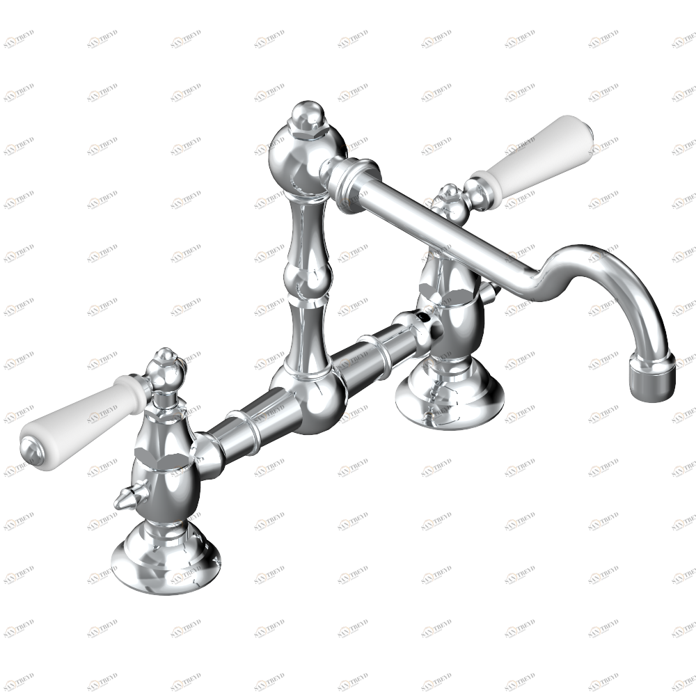 G28-159 Смеситель для кухонной мойки на два отверстия - 200 мм между центрами Thg-paris 1900 с рукоятками Хром G28 159  A02 CAT.A