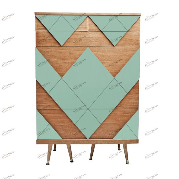 Комод с рисунком светло-зеленый Big Woo WOODI  00-3965897 Бежевый;зеленый 
