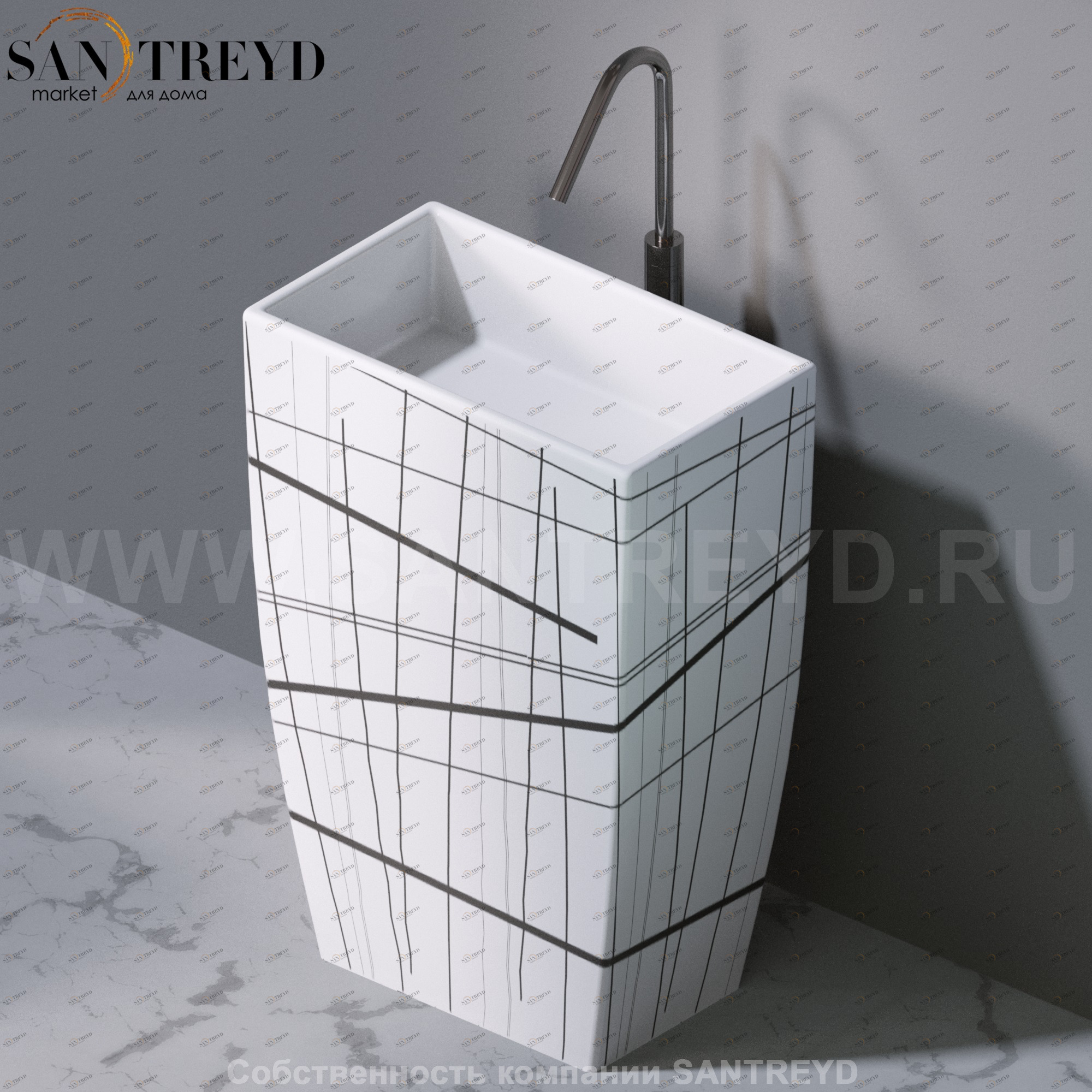 L110415 Напольная раковина стоящая прямоугольная A. e T. Italia Tower AeT ITALIA