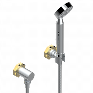 U2L-52 Душ ручной стильный встраиваемый в стену, шланг, стационарный кронштейн и колено для душа Thg-paris Nihal porcelaine bleue Хром/золото