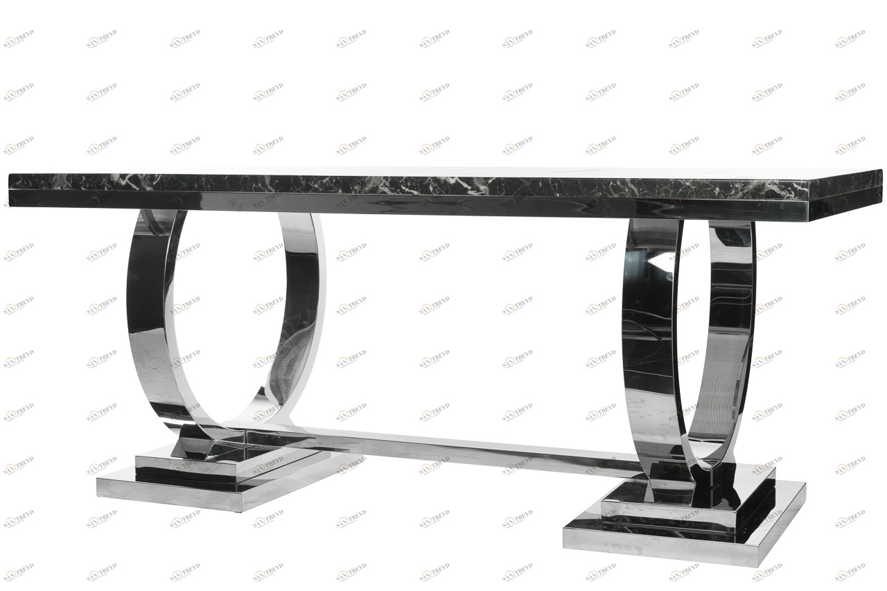 Обеденный стол прямоугольный темно-серый искусственный мрамор на основании хром 180 см Donna ДОМАШНЯЯ ОБСТАНОВКА SKY 045152 Серый;хром Santreyd