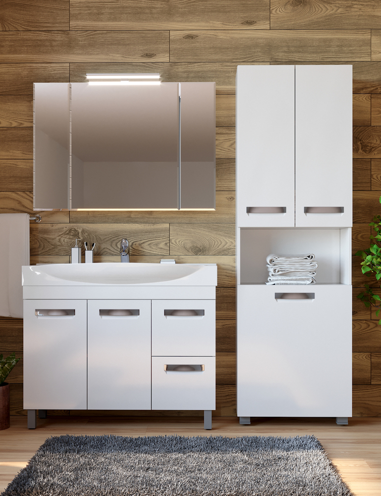 Пенал Plaza 600 (с бельевой корзиной)600⨉300⨉18900 мм белый Santreyd sun-id-664537 - Вид №2